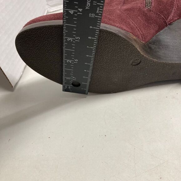 FRANCO FORTINI Annie Suede Wedge Heel Ankle Bootie Size 7.5 Plum Wine‎ - Picture 7 of 12